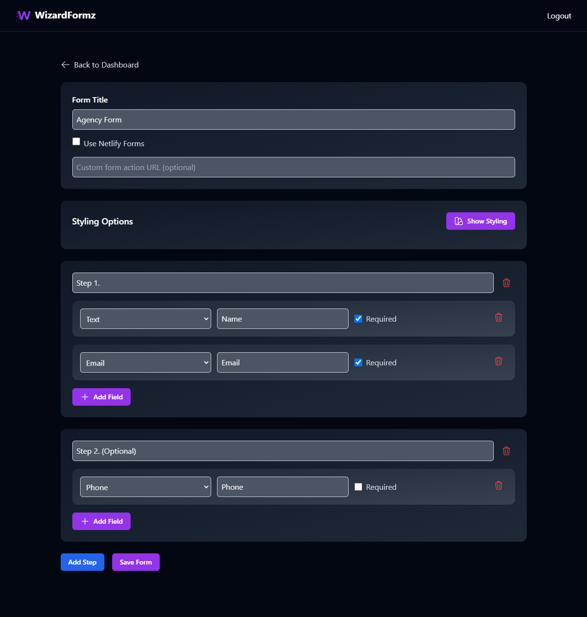 Form Builder Dashboard